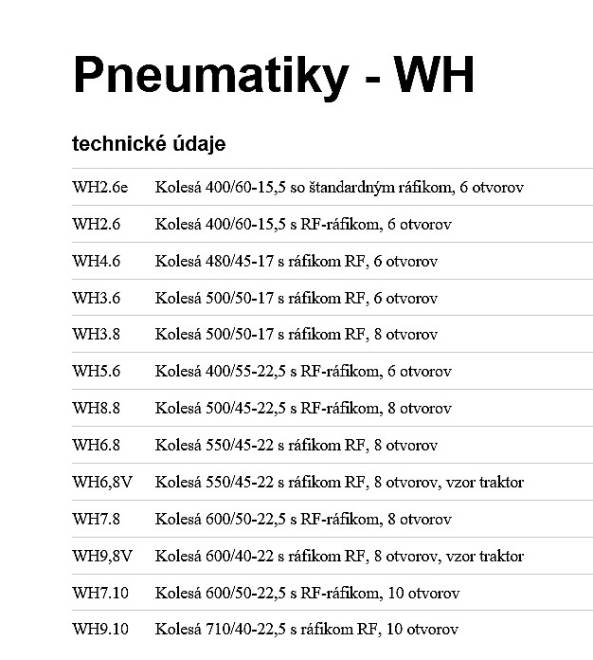 Pneumatiky WH obr.2